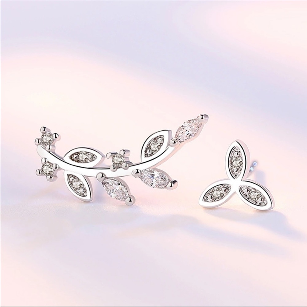 Sterling Silver 925 Asymmetric Stud Earrings